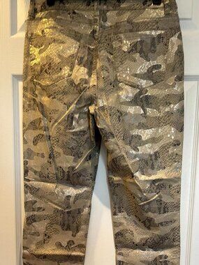 Frank Lyman designer metallic jeans in snake skin print